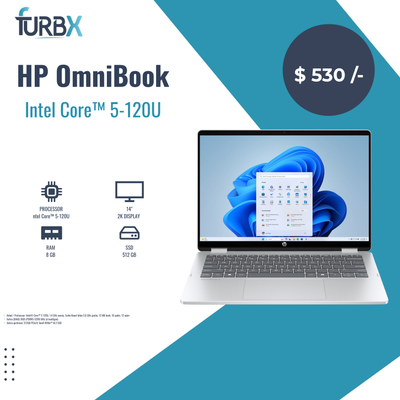 HP OmniBook 5 Flip 14 FP0013 Intel Core 5 120U Processor 8GB 512GB SSD